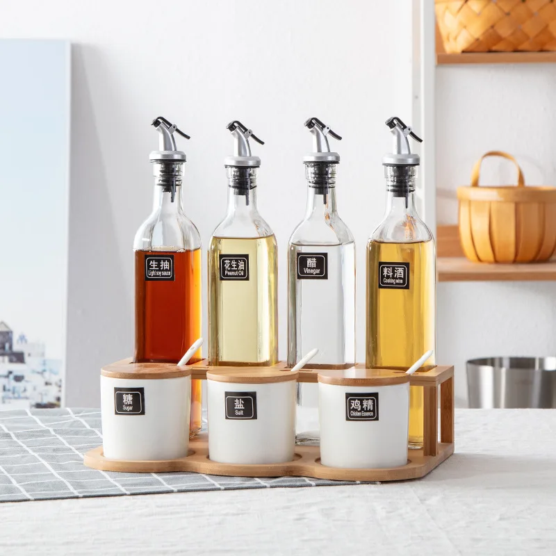 

[Case Seven Oiler] Combination Seasoning Household Ceramic Seasoning Box Multi-functional Vinegar Jug Soy Sauce Bottle