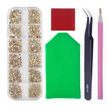 1 Набор, разноцветные Стразы для ногтей, 3D кристаллы, плоская задняя сторона, 3D дизайн ногтей, украшение, набор шармов, сделай сам, золотые, серебряные украшения с заклепками