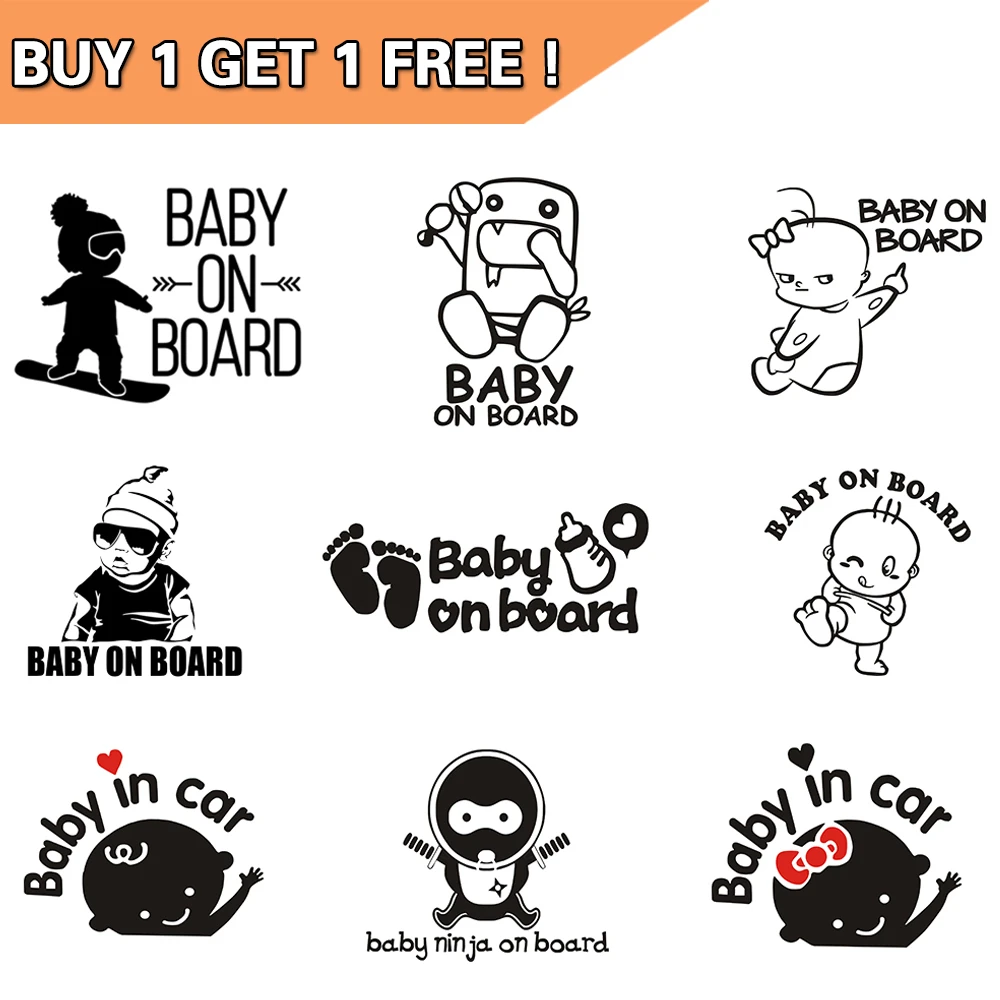 

BUY 1 GET 1 FREE! Baby On Board Car Sticker JAYJOE Baby In Car Decals For Cars Auto Accessories Bumper Window Car Stickers