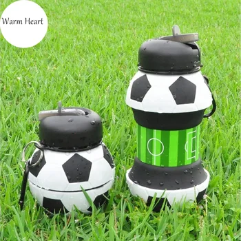 

550ML BPA Free Football Plastic Drinkware Water Bottle kettle Folding Cup Drinking Portable Eco-Friendly For Adult Kid Children