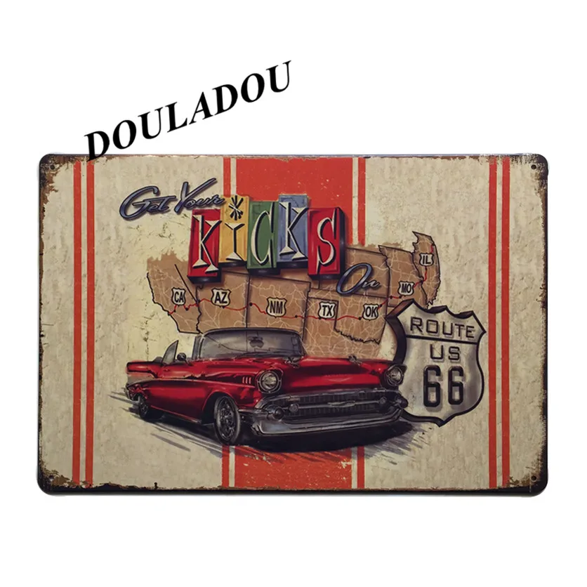 [Douladou] Hot Road, старинная металлическая жестяная вывеска 66, Ретро Авто табличка, плакат, бар, паб, гараж, домашняя тарелка, украшение стены 30*20 см