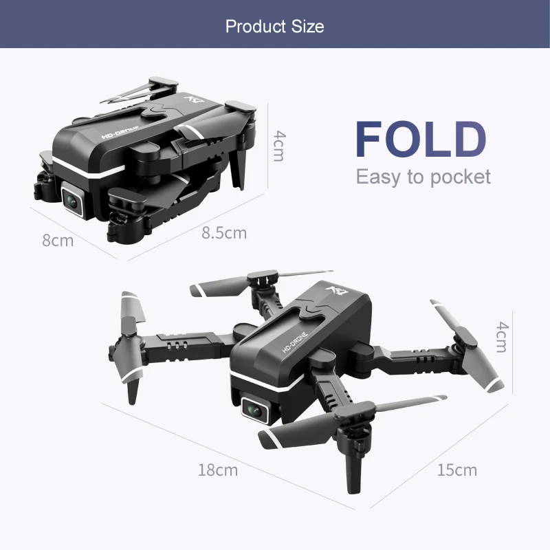 2021 New KK1 Mini Rc Drone 4K with Dual Camera HD Wifi Fpv One-Key Automatic Return Helicopter Quadcopter Dron Toy for Child Kid RC Quadcopter