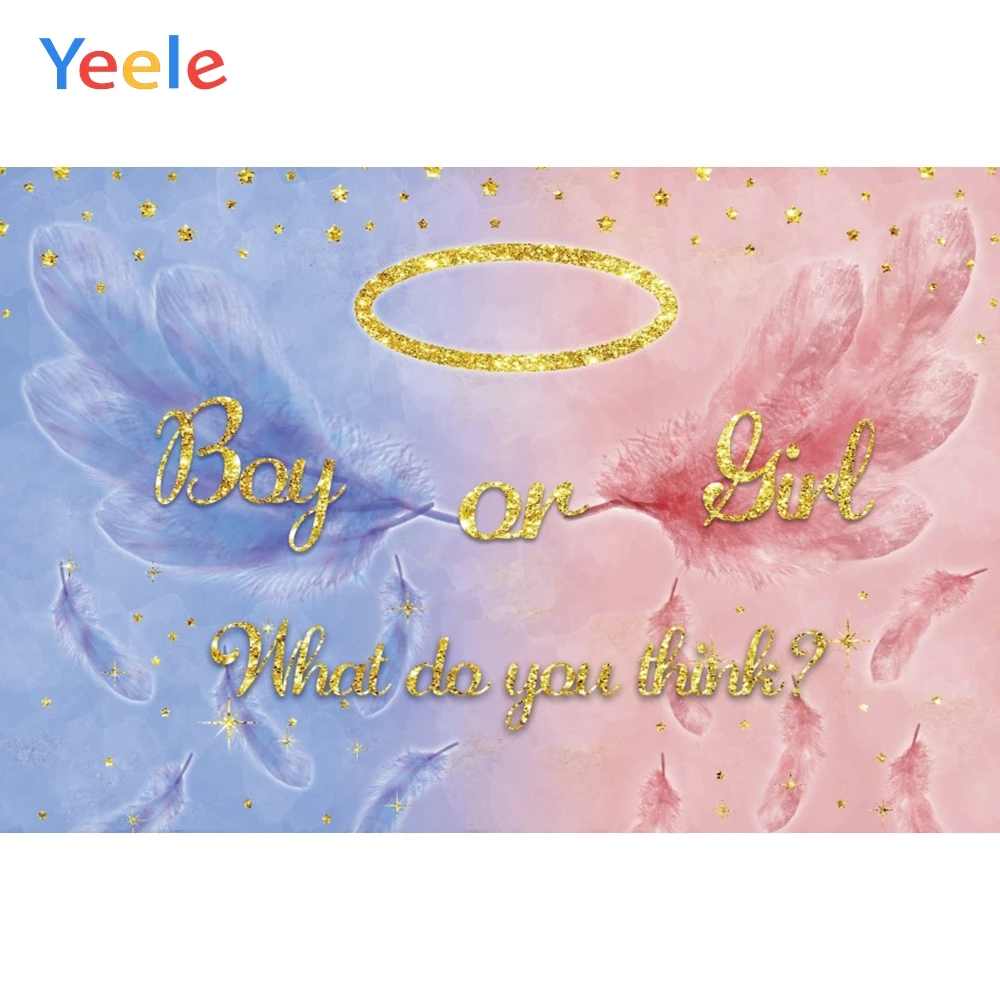 Yeele Baby Shower фоны для фотосъемки розовые синие перья золотые звезды вечерние с