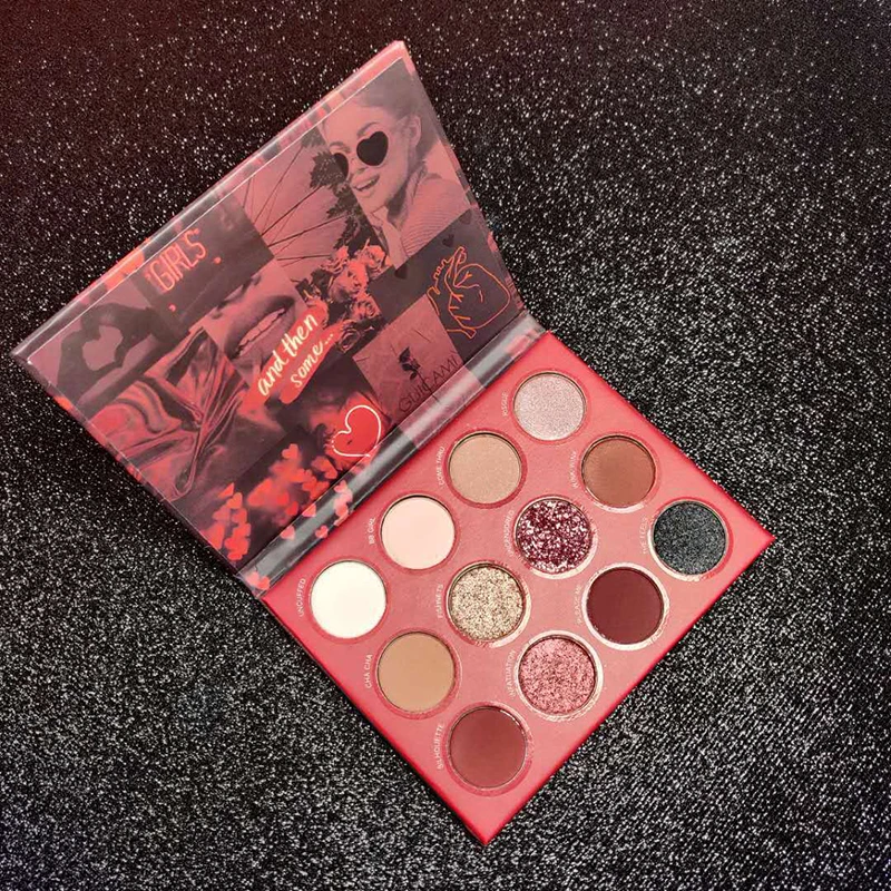 GUICAMI Valentine Eyeshadow Palette Glitter Eyeshadow Palette Long lasting Shiny Matte Glitter Eye Pigment Eye Shadow Cosmetics