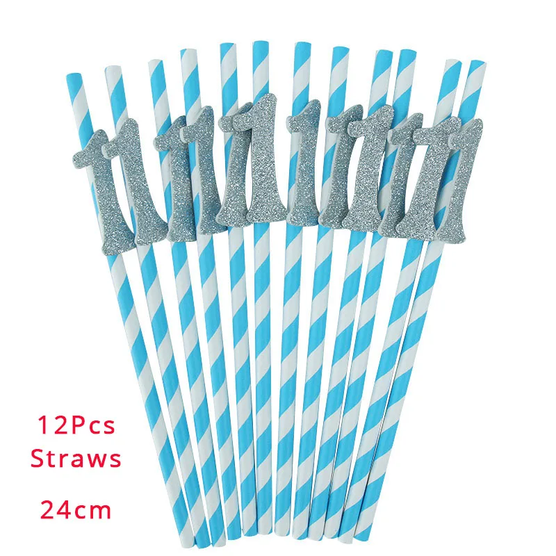 12pcs Straws 1 год, воздушные шары на день рождения для малышей, украшения на день рождения, для детей 1 год, на день рождения, на 1 год, для мальчиков, Детские воздушные шары, вечерние принадлежности - Цвет: 12pcs Straws