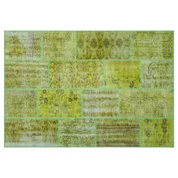 

Handmade Green Vintage Overdyed Patchwork Area Rug 160x230 Cm-5'3''X7'7''