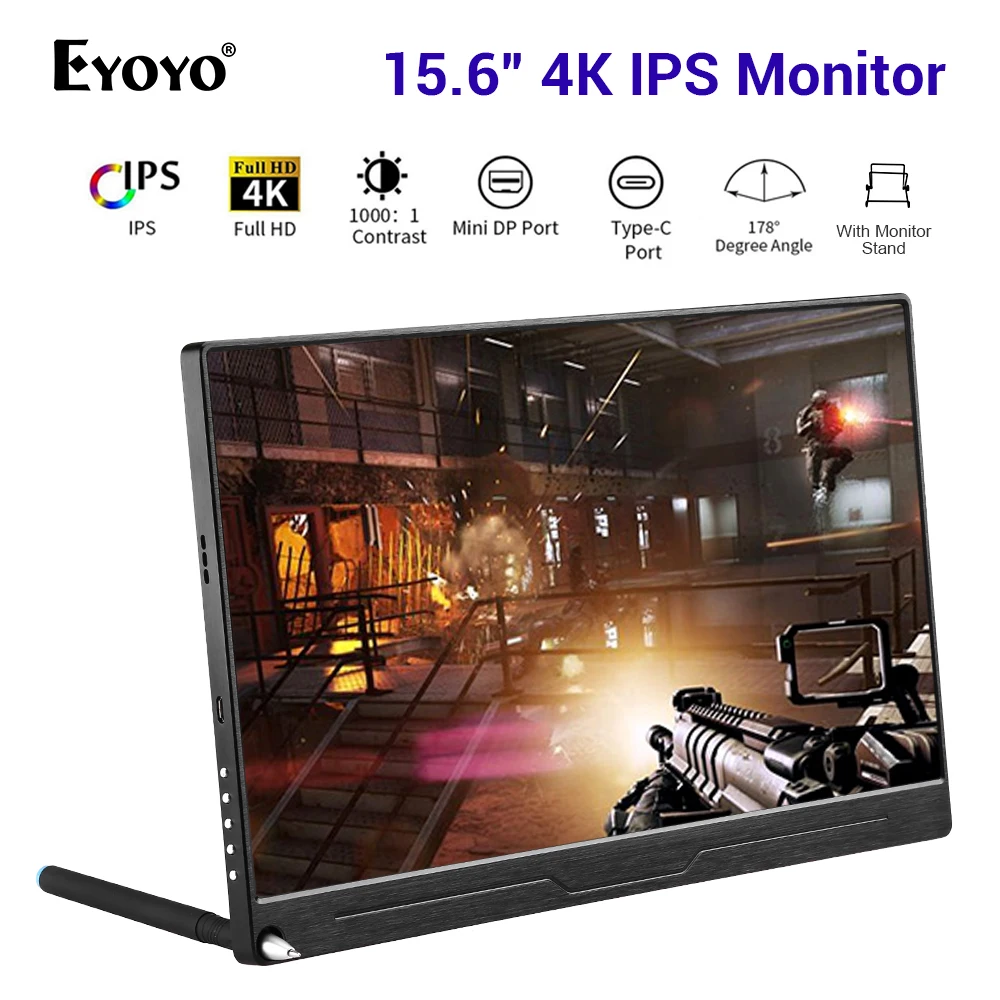 15," 4 K портативный монитор UHD 3840X2160 ips type-C lcd с pantalla HDMI входом type-C встроенный динамик дисплей игровой монитор