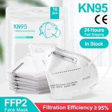 Máscara protetora ffp2 kn95 máscaras ce mascarilla n95 % filtro máscaras de boca respirável 5 camadas de proteção entrega rápida