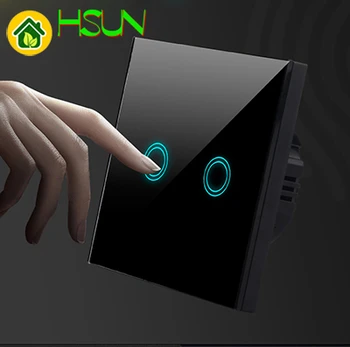 

86 type EU Wall Switch Touch Switch Sensor Switch 2 Gang Smart Remote Control Luxury Crystal Glass Panel Light Waterproof