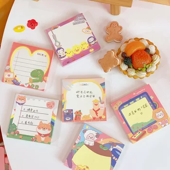 

100Pcs Korean Cute Cartoon Bear Note Paper Student DIY Scrapbook Memos Sticky Note Stationery Learning Supplies Memo Pads