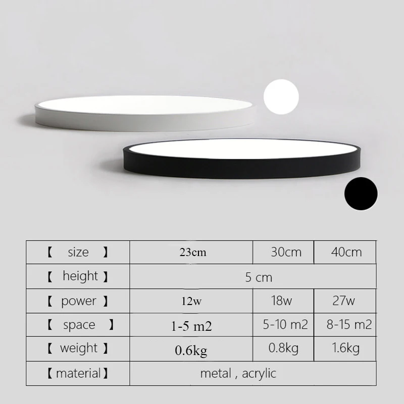 DBF-Modern-Acryl-Alloy-Round-5cm-Super-Thin-LED-Ceiling-Light-Black-White-23-30
