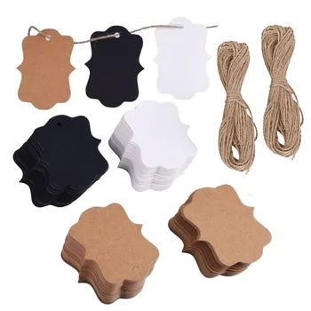 

100Pcs Kraft Paper Gift Tags 1.2x2 Inch with 100 Feet Jute Twine Perfect for Price Tags Packaging Hang Marking Garment Tags