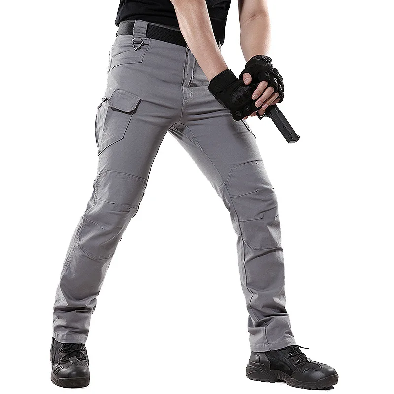 Спортивные брюки IX9 хлопковые брюки мужские повышенной прочности, Рабочий Комбинезон тактические брюки мужские джоггеры повседневные мужские военные брюки карго женские брюки - Цвет: x7 grey
