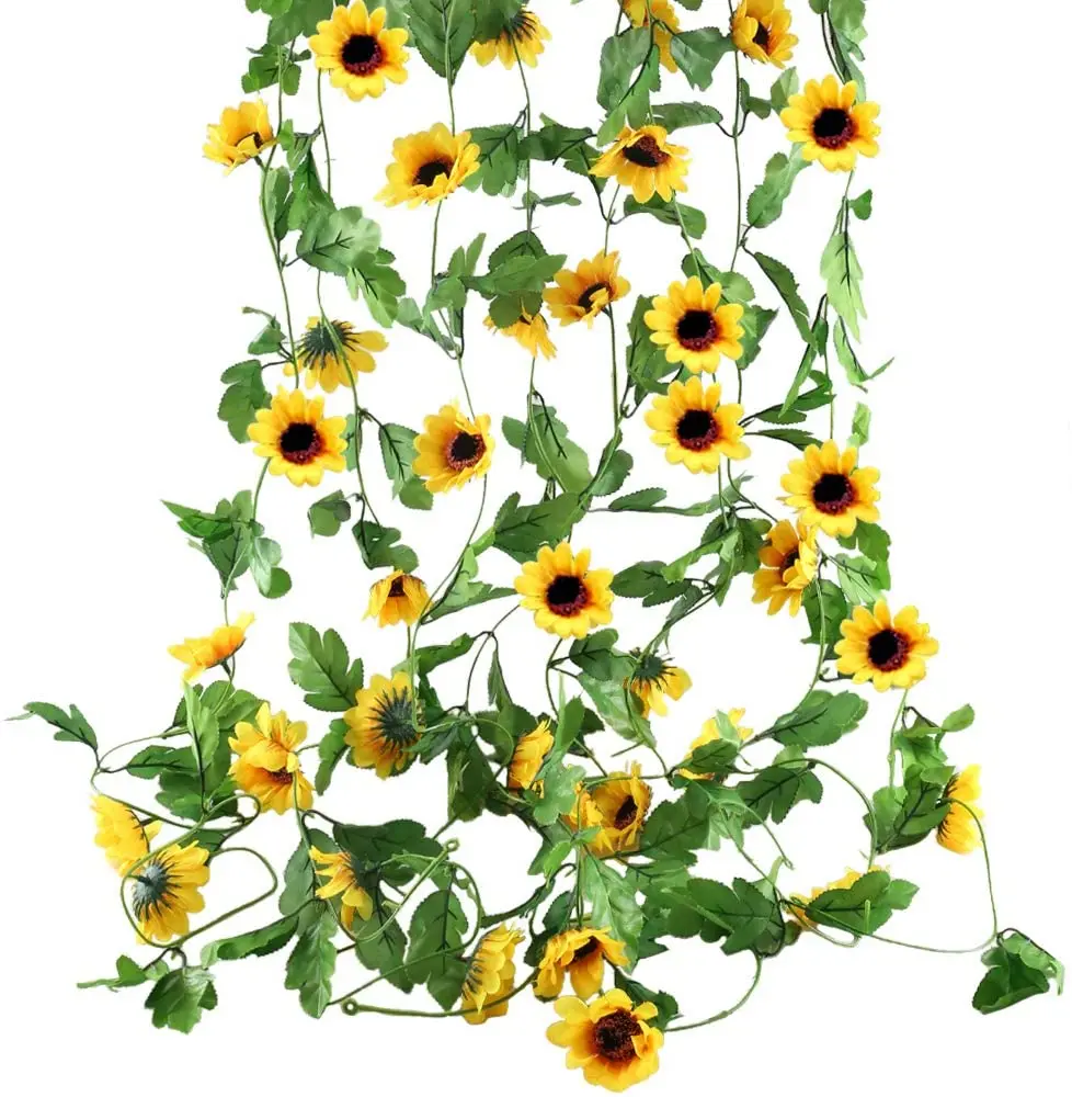 2MArtificialSunflowerGarlandStringVineHangingSunflowerGarland