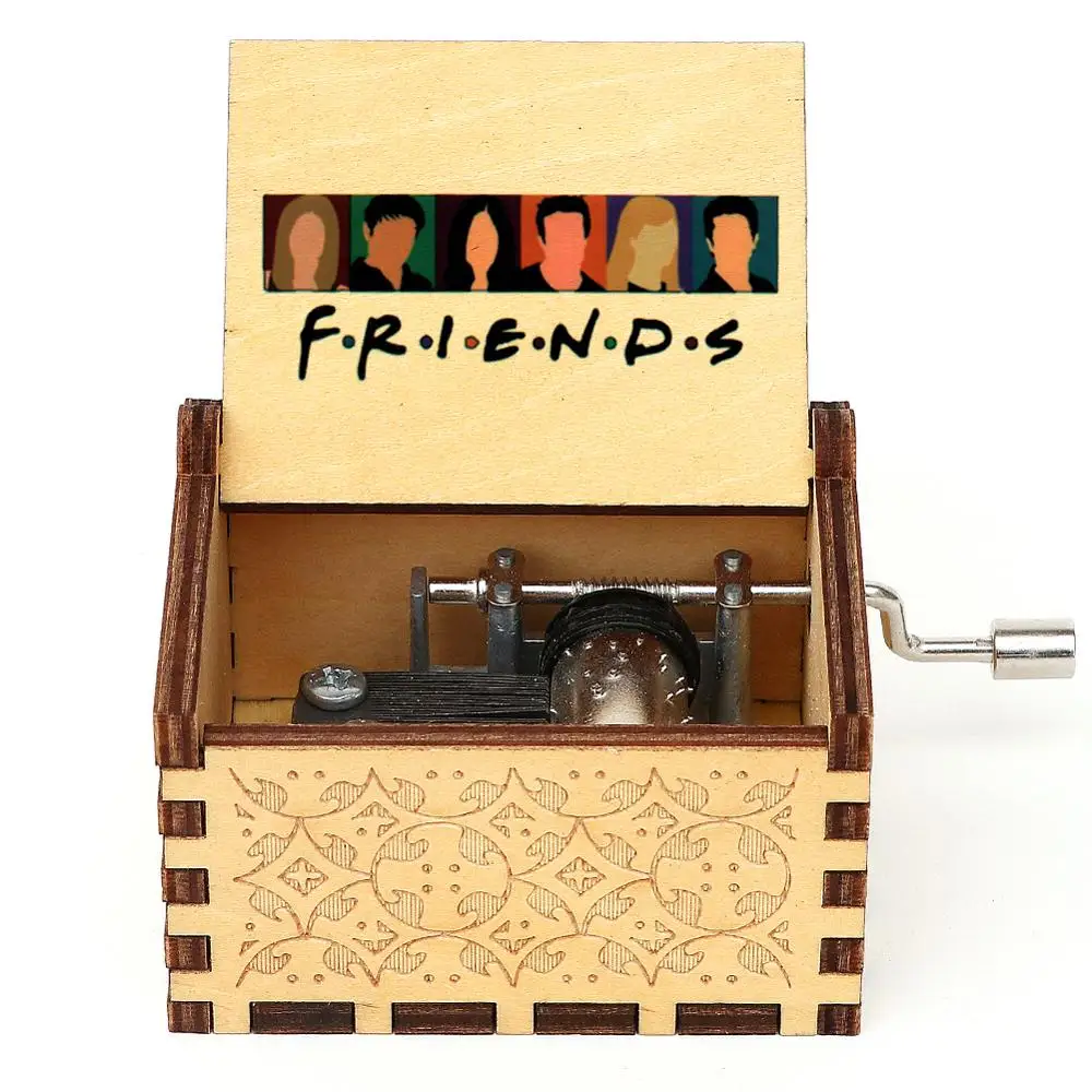 Hot Wooden 3D Printed Music Box Antique Carved Music Box Friends Theme Birthday Gift Christmas Gift