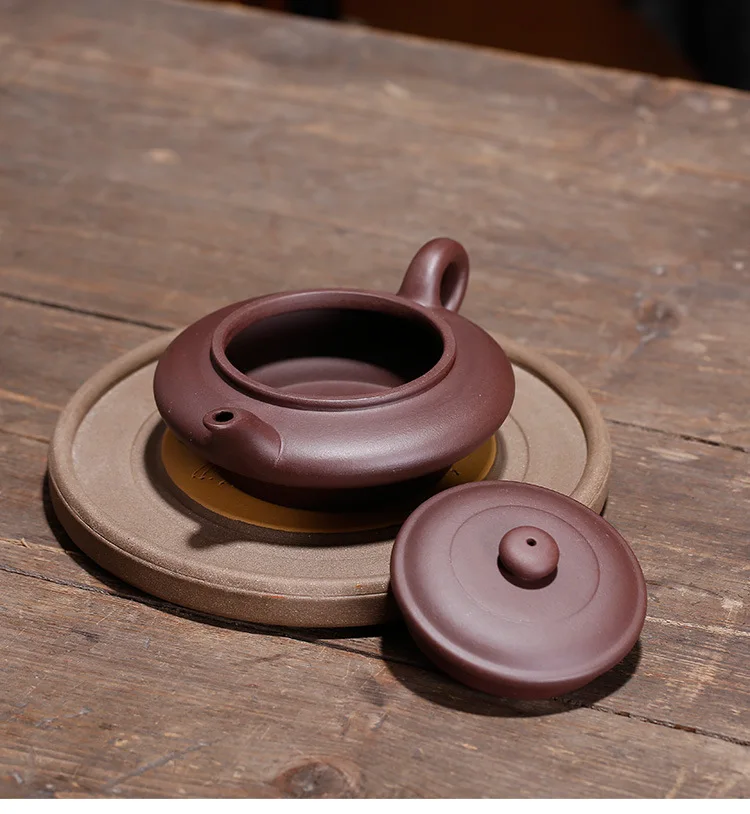 Large Flat Oval Tea Pot Entirely Handmade Genuine Product Yixing Clay Teapot Raw Ore Old Purple Clay Large Number Water Flat Tea