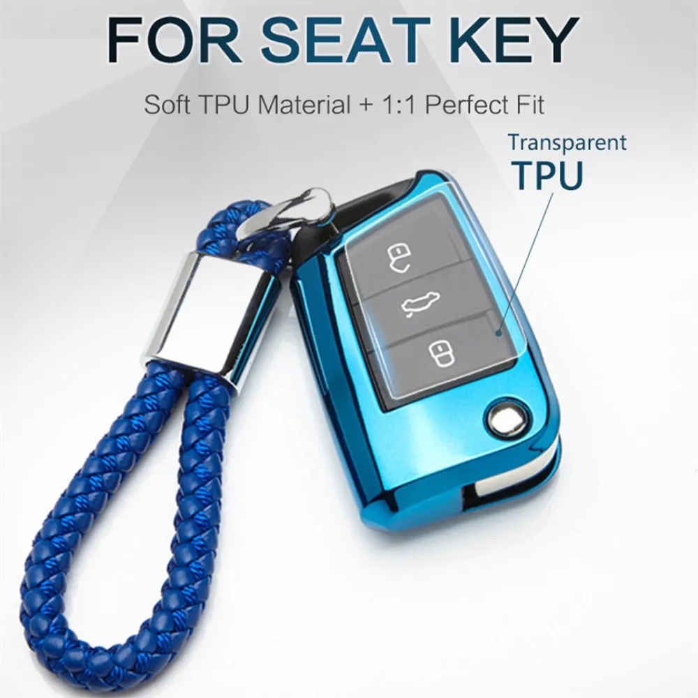 

6 Color TPU Key Chain Cover For SEAT Leon FR 2 MK2 MK3 Ibiza Altea Ateca 2019 Car Accessories Keyring Protective Case Key Holder