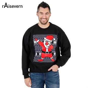 

Raisevern Christmas Couple Wear 2019 New Pullover Hiphop Santa Claus Print Men/women Sweatshirts Streetwear 5XL
