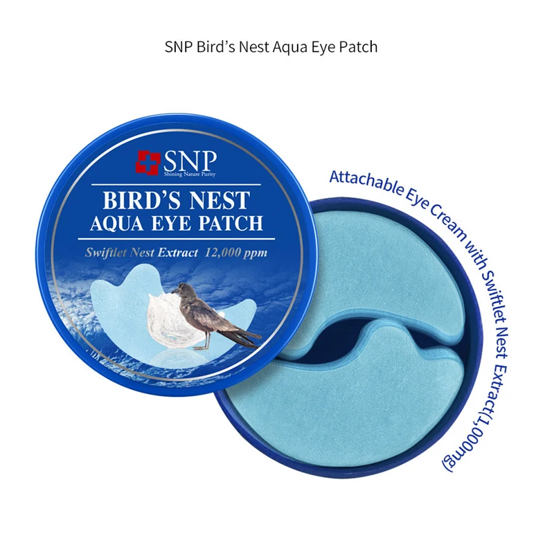 Bird Nest SNP ампульная маска для глаз 1000 мг Птичье гнездо Аква глаз патч черный жемчуг 250 мг золото коллаген EGF Антивозрастная маска под глазами 60 шт - Цвет: Bird Nest