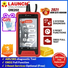 LAUNCH CRE202 OBD2 Scanner ABS SRS Code Reader Oil/IMMO/TPMS/SAS/Throttle Reset  2 free reset function AutoVIN Creader PK ELM327