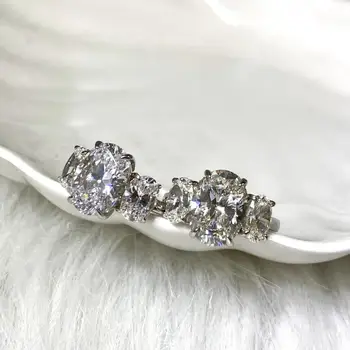 

2020 new three piece oval cut heated stone sterling silver 925 engagement Ring wedding party jewelry for women anniversary gift