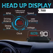 HUD OBD gps, измеритель скорости, дисплей на голову, цифровой дисплей, скорость оборотов в минуту, превышение скорости, с сигнализацией, Усталость вождения, проектор C500 T900