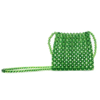 

NEW-Clear Pearls Beaded Bags for Women Handbags Ladies Phone Bag Purse Elegant Transparent Acrylic Beading Shoulder Crossbody Ba