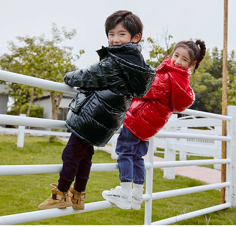 Winter White Duck Down Jacket For Boy Hooded Thicken Long Sleeve Jackets Outerwear Snow Coats Children Down Parkas Warm Clothing
