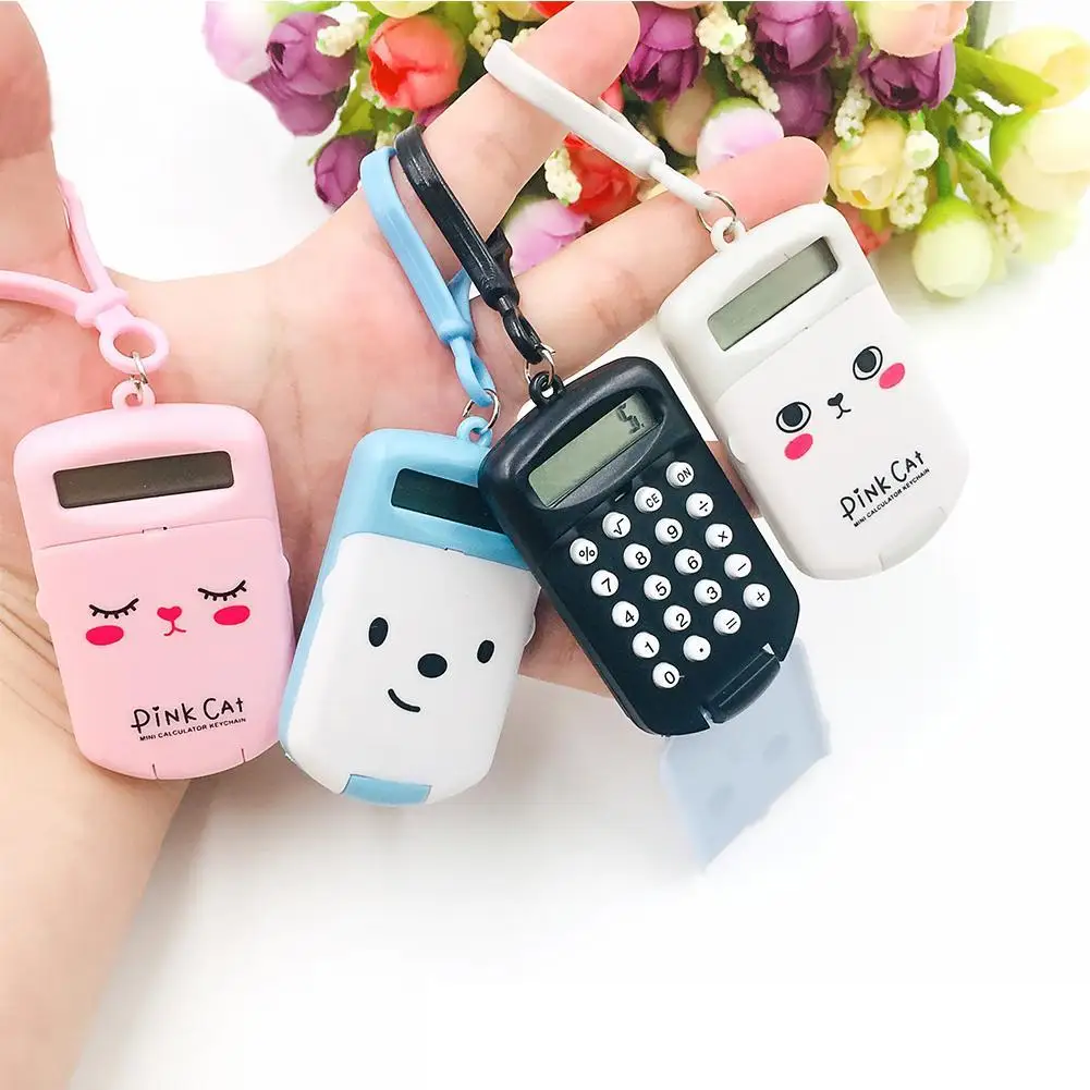 

Portable Kawaii Mini Calculator Pocket Size 8 Digits Display Cartoon Battery Cute Creative Keychain Calculator For School
