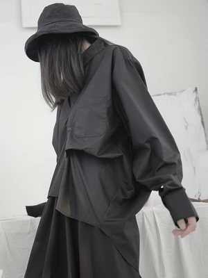 Yamamoto style dark drape shirt women's