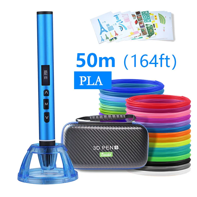 blue and 50m pla Myriwell 3d pen 3d ручка 3 д ручка 3d для рисования LED дисплей АБС/PLA нить 1.75 мм pla/abs пластик нить 3d печать ручка 3д ручку 3 д триде ручка 3d ручка Сделай сам подарок - Цвет: blue and 50m pla