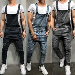Casual Men Male Bib Overalls Denim Shorts Walkshort Jumpsuit Button Rompers