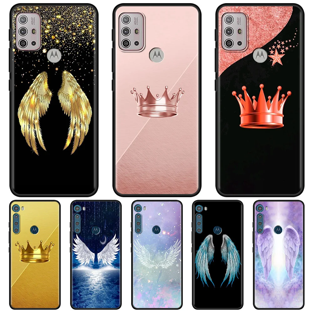 Чехол Crown King с крыльями ангела для Motorola Moto G9 Play One Fusion Plus G8 G10 Power Lite Hyper чехол