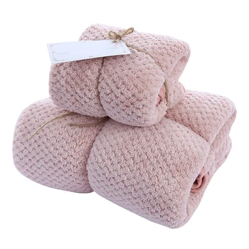 

Easy Clean Portable Home High Density Bath Wrap Coral Fleece Towel Set Thicken Beach Hand Gift Absorbent Soft Breathable