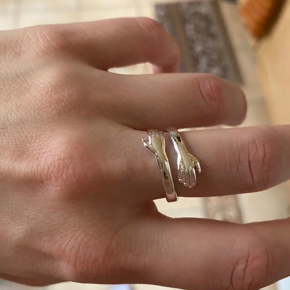 1/2 pcs New Creative Love Hug Couple Open Ring Fashion Ladies Men Punk Open Ring Jewelry Anniversary Special Gifts for Lovers - Image 4