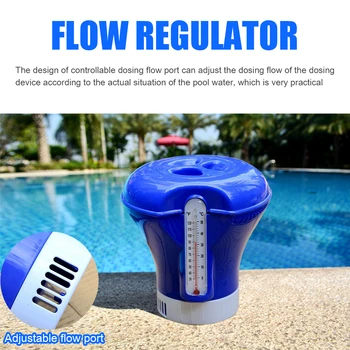 

8 inch Practical Pool SPA Chemical Chlorine Dispenser Multi-functional Classic Floating Tablet Feeder w/Thermometer