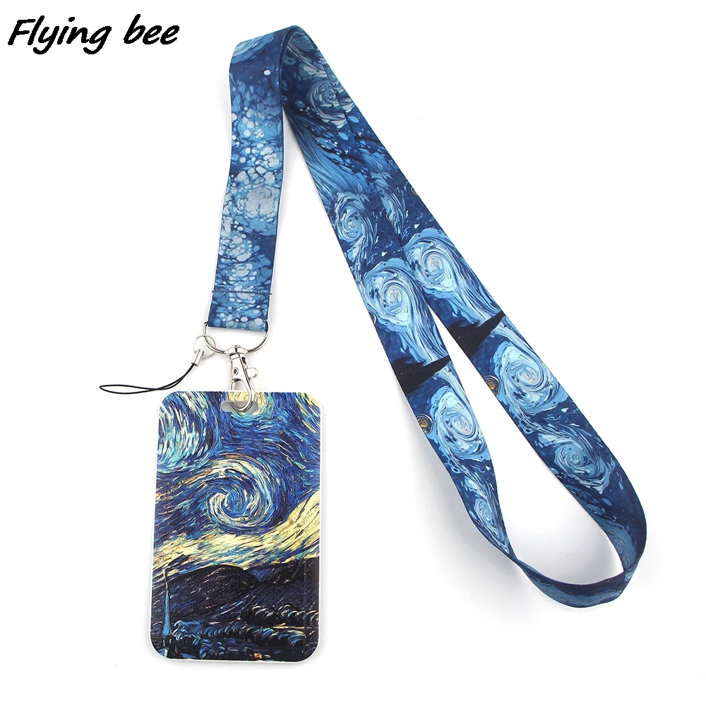 

Flyingbee X1301 The Starry Sky Fashion Lanyard ID Badge Holder Bus Pass Case Cover Slip Bank Credit Card Holder Strap Cardholder