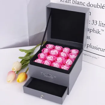 

Soap Rose Flower Romantic Rose Soap Jewelry Storage Gifts Box Rose Soap Gift Box Valentine's/ Mother's Day Gift 16Pcs/Box