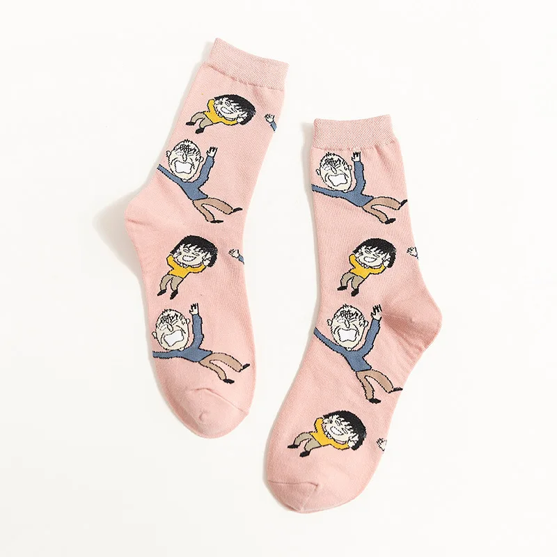 Dreamlikelin забавные носки женские Харадзюку с рисунками из мультфильмов Chibi Maruko милые носки хипстерские женские носки для скейтбординга - Цвет: Розовый