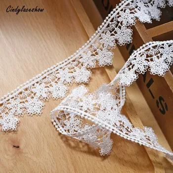

2 Yards 3cm Width Snowflake White Water Soluble Lace Trim Ribbon Lace Trimmings for Sewing Clothing Dress Decoration DIY Crafts