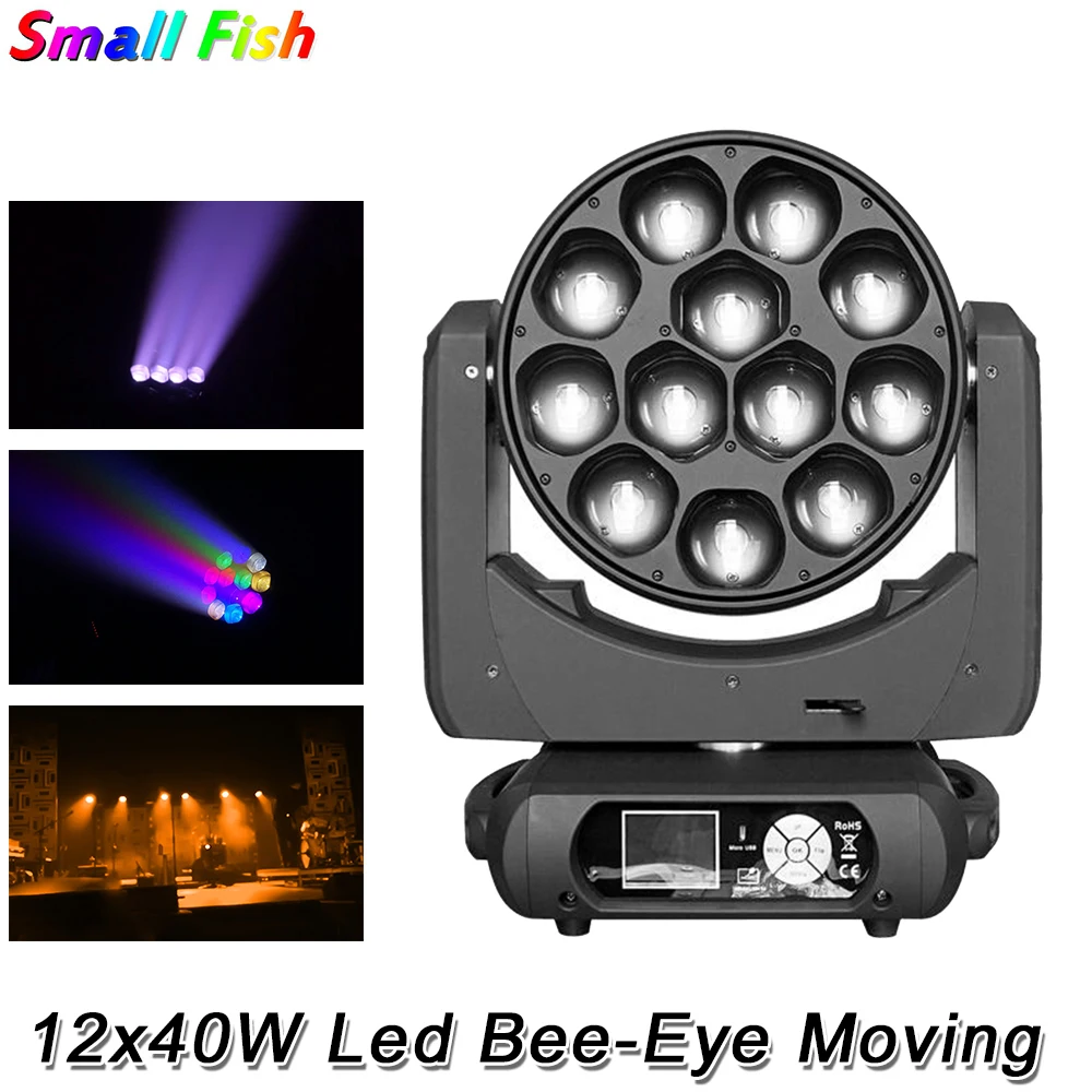 4Pcs/Lot 12X40W Lamp RGBW 4in1 Bee Eye Big Eyes Moving Head Light Wash Zoom Rotating 3IN1 Stage Light For DJ Disco Club