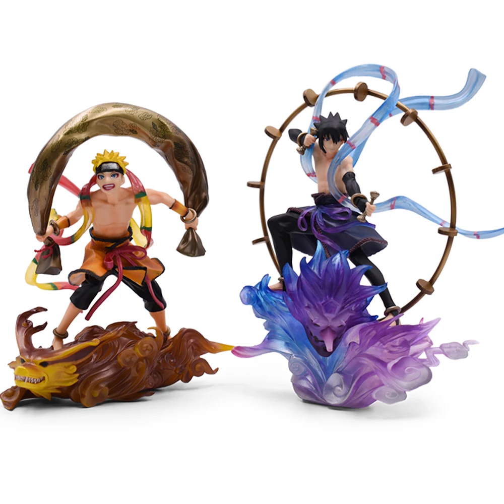 

Naruto Anime Action Figures 16-18cm Uzumaki Naruto Uchiha Sasuke Wind and Thunder Toys Japanese PVC Figure Model Doll Gifts