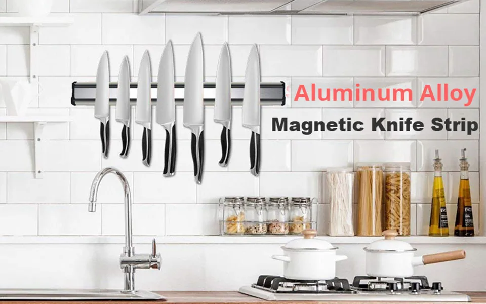 Магнитный держатель для ножей 14 дюймов, алюминиевая настенная подставка для ножей, Магнитный нож, блок для хранения ножей, инструменты для приготовления пищи