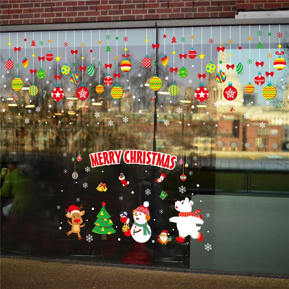 Веселый рождественский стикер на стену, домашний декор, стеклянный шар, украшение на стену, настенная наклейка, съемная Наклейка на стену, s Наклейка