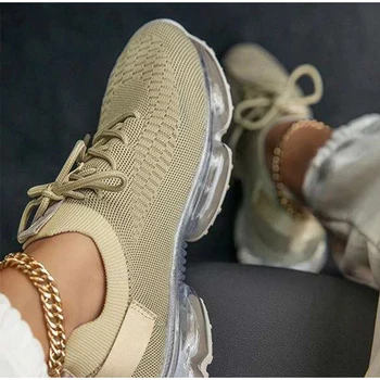 

Women Vulcanized Shoes Mesh Lace Up Female Sneakers Comfort Walking Shoes Woman Casual Breathsble Ladies Plus Size Autumn New