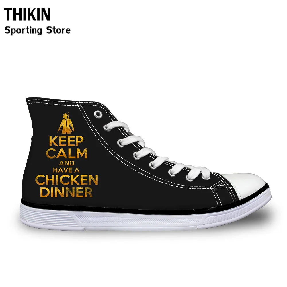THIKIN 2020 Children Running Shoes for Kids Boys Cool PUBG Game Sports Black Sneakers High Top Canv