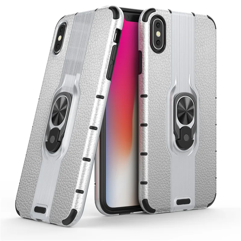 Роскошный мягкий противоударный чехол для iphone 11 Pro Max автомобильный держатель магнитное кольцо-кронштейн чехол s для iphone X XR XS Max 6 6s 7 8 PLus - Цвет: Серебристый