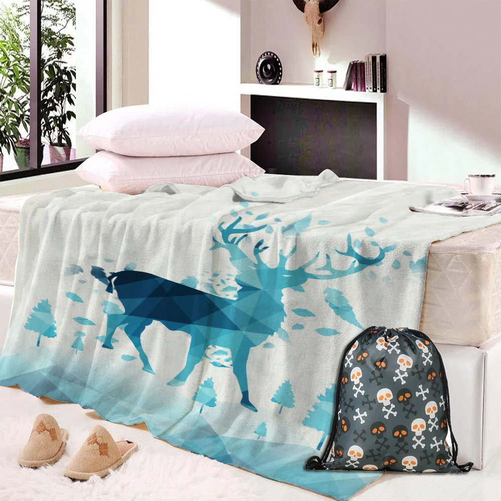 Пользовательские DIY печати животных Олень Лось одеяло коврик 3D печатных летнее одеяло кровать диван одеяло для детей моющиеся - Цвет: Beach towel Bag 6