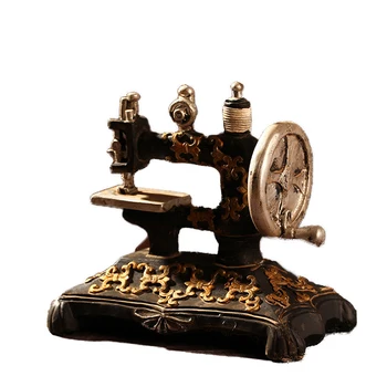 

Old Artwork Figurines Handmade Nostalgic Sewing Machine Miniature Model For Home Decoration Accessories Retro Pattern Ornaments