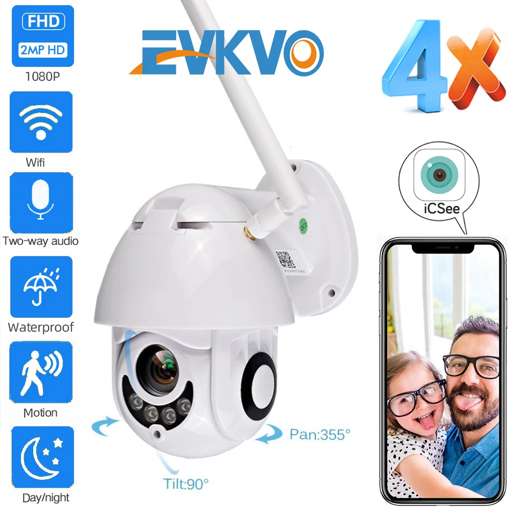 

1080p 4X Auto Zoom WiFi AI PTZ Camera Outdoor Wireless Speed Dome Camera Automatic Tracking CCTV Security Surveillance IP Camera